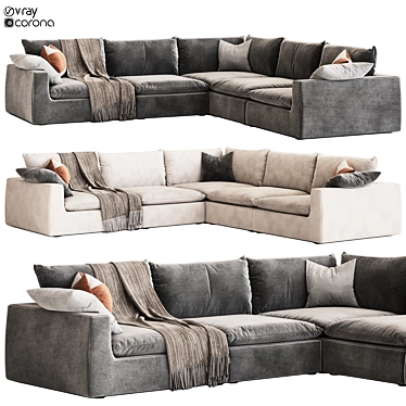 Dawson Grey Cream Sectional Sofa 3D model image 1 