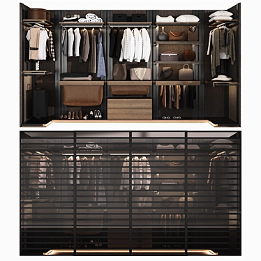 Modern Modular Wardrobe with Glass Doors 3D model image 1 