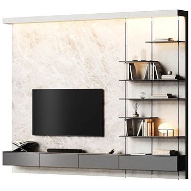 Modern TV Wall Shelf with Samsung Soundbar 3D model image 1 