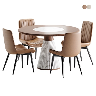 Modern Dining Set 113 Wood/Marble 3D model image 1 