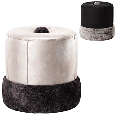 Handcrafted Adonis Leather Pouf 3D model image 1 