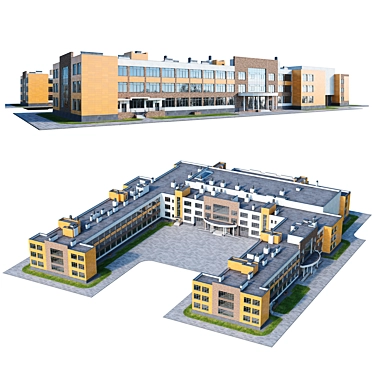 Modern School Building Model 3D model image 1 