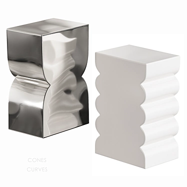 Metallic Modern Side Table Set 3D model image 1 