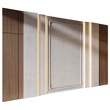 Wood Gypsum Wall Panel Set 3D model image 1 