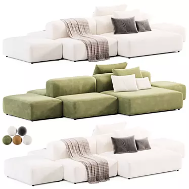 Modern Modular Fabric Sofa Design 3D model image 1 