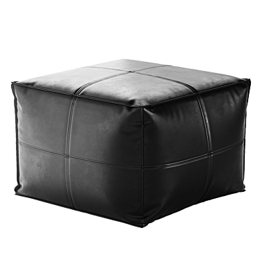 CB2 Leather Square Black Pouf