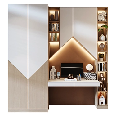 Modern Bookshelf Composition 2015 3D model image 1 