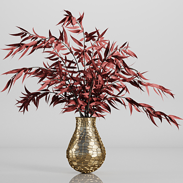 Modern Red Branches Vase Set 3D model image 1 