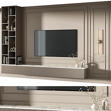 Contemporary TV Wall Decor Set 3D model image 1 