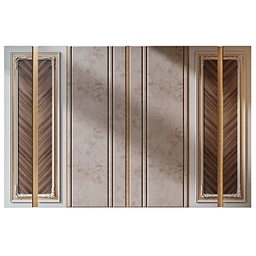 Wood Gypsum Wall Panels Set 3D model image 1 