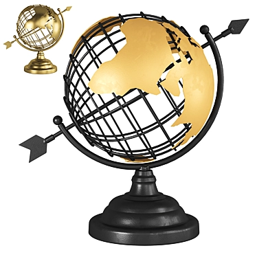 Rotating Earth Globe Metal Sculpture 3D model image 1 