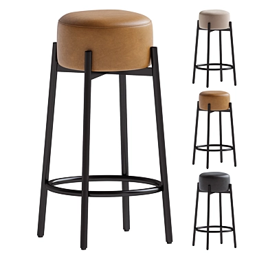 Modern Upholstered Metal Frame Stool 3D model image 1 