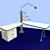 Sleek Writing Desk for Kids 3D model small image 1