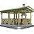 Wooden Gazebo with Sloping Roof & Fireplace 3D model small image 1