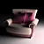 Elegant Cushioned Seating 3D model small image 1