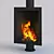 Sleek Eurofocus-950 Fireplace 3D model small image 1