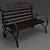 Vintage Dark Wood Bench with Ornate Ironwork 3D model small image 1