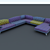 Stylish Quilted Sofa 3D model small image 1