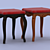 Elegant Carved Wood Stool 3D model small image 1