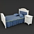 Modern Domus Bed and Nightstand 3D model small image 1