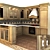 Elegant Cream Kitchen Set 3D model small image 1