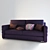 Plush Purple Sofa 3D model small image 1