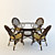 Rattan Furniture Set (Stool 0411, Table 2202) 3D model small image 1