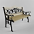 Artisanal Wrought Iron Bench 3D model small image 1