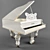 Elegant White Grand Piano 3D model small image 1
