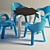 Modern Kids Plastic Chair & Table 3D model small image 1