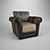 Luxury Texture Leather-Velvet Armchair 3D model small image 1