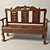 Handcrafted Wooden Bench with Intricate Carvings 3D model small image 1