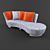 Elegant Crescent Couture Sofa 3D model small image 1