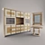 Modern Furniture Set: Wardrobe, Table, Mirror 3D model small image 1