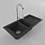 Granite Sink & Chrome Faucet 3D model small image 1