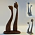 Wooden Cat Figurine 3D model small image 1