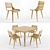 Classic Wooden Table & Chairs 3D model small image 1