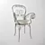 Silver Elegance: White Leather & Sleek Metallic Chair 3D model small image 1