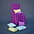 Stylish Chair Cover with Cushions 3D model small image 1