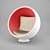 Egg-shaped Chair with Velvet and Leather Cushions 3D model small image 1
