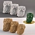 Marble and Malachite Owl Figurines 3D model small image 1