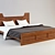 Solid Wood Bed with Bedding 3D model small image 1