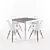 Convertible Buffet Table & Chair Set 3D model small image 1