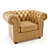 Classic Chesterfield Light Leather Armchair 3D model small image 1