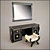 Elegant Gold and Black Dressing Table Set 3D model small image 1