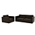 Authentic Brown Leather Sofa 3D model small image 1