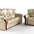 Modern Velvet Sofa and Armchair 3D model small image 1