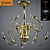 Italian Chandelier CIGNO COLLO - Elegant Pendant Light with Gold Metal 3D model small image 1