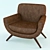 Luxury Leather Accent Chair 3D model small image 1