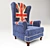 Sherlock British Flag Armchair 3D model small image 1